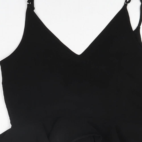 River Island Womens Black Polyester Basic T-Shirt Size 8 V-Neck