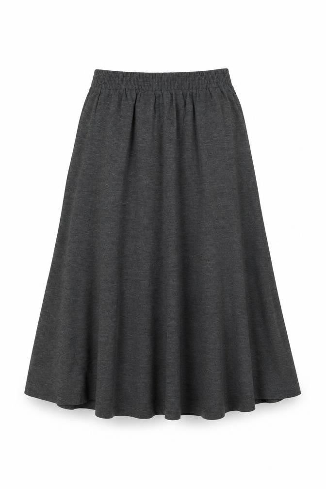 Front view of Blast women’s grey polyester swing skirt, size M