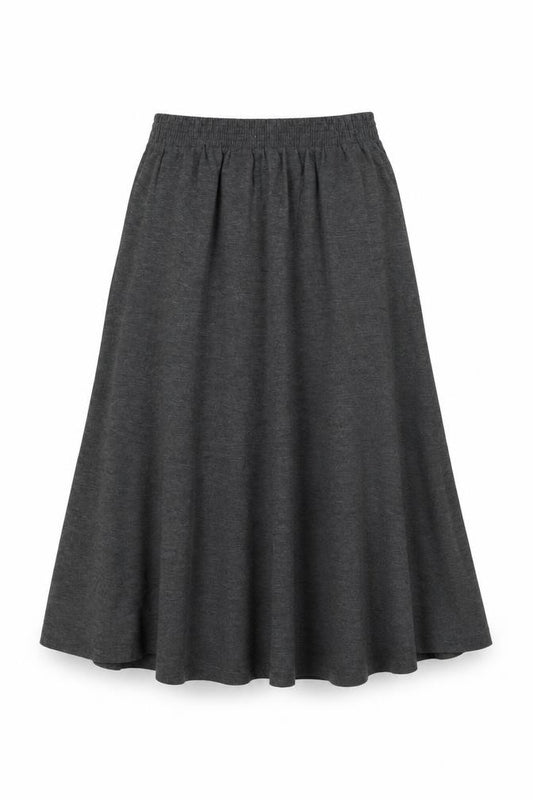 Front view of Blast women’s grey polyester swing skirt, size M