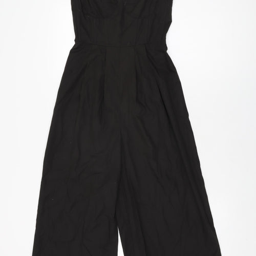 PRETTYLITTLETHING Womens Black Polyester Jumpsuit One-Piece Size 6 L23 in Zip