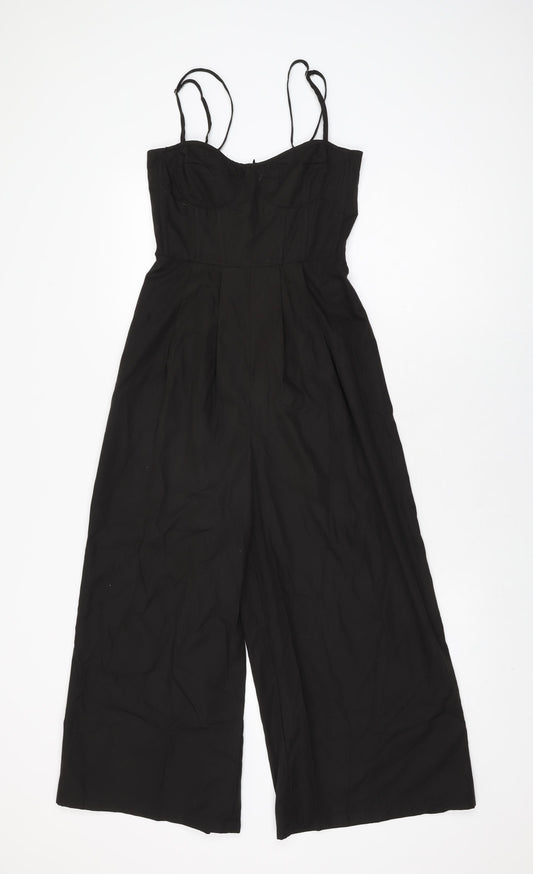 PRETTYLITTLETHING Womens Black Polyester Jumpsuit One-Piece Size 6 L23 in Zip