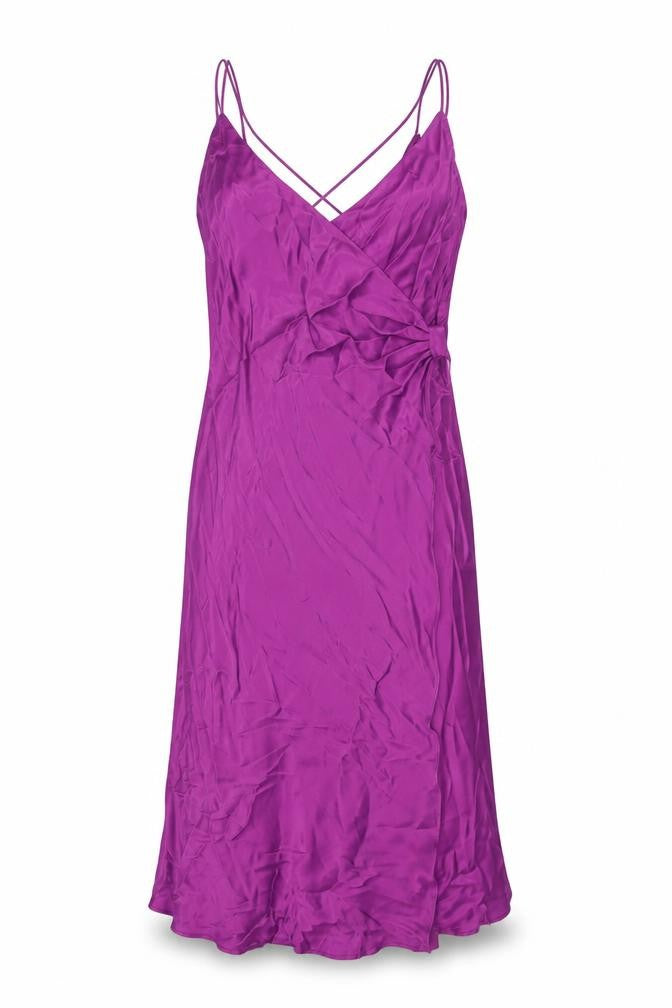 Front view of Zara women’s purple polyester slip dress, size XL, v-neck pullover