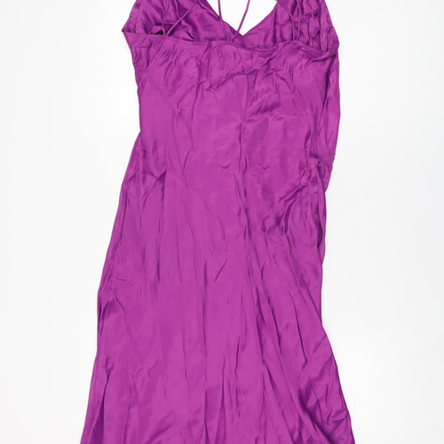 Zara Womens Purple Polyester Slip Dress Size XL V-Neck Pullover