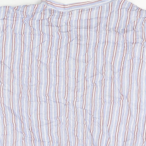 Madison & Monroe Womens Blue Striped Viscose Basic Button-Up Size L Round Neck