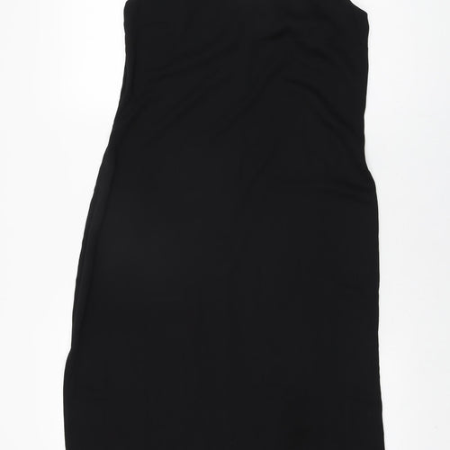 H&M Womens Black Polyester Slip Dress Size S V-Neck Pullover
