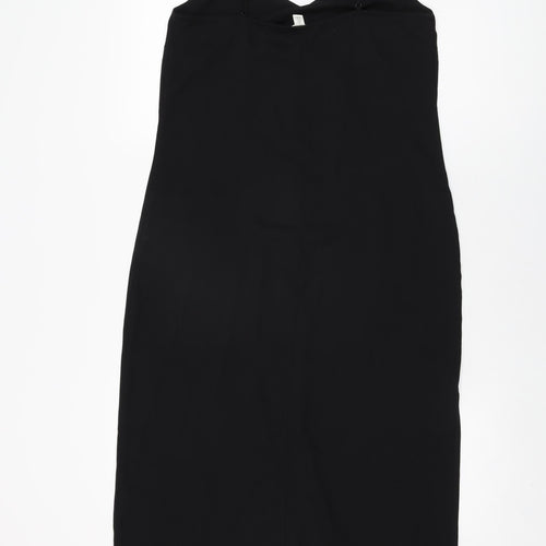 H&M Womens Black Polyester Slip Dress Size S V-Neck Pullover