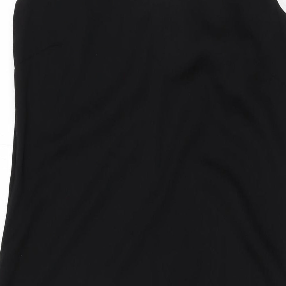 H&M Womens Black Polyester Slip Dress Size S V-Neck Pullover