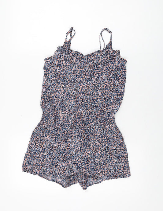 H&M Girls Multicoloured Floral Viscose Playsuit One-Piece Size 12 Years L3 in Pullover