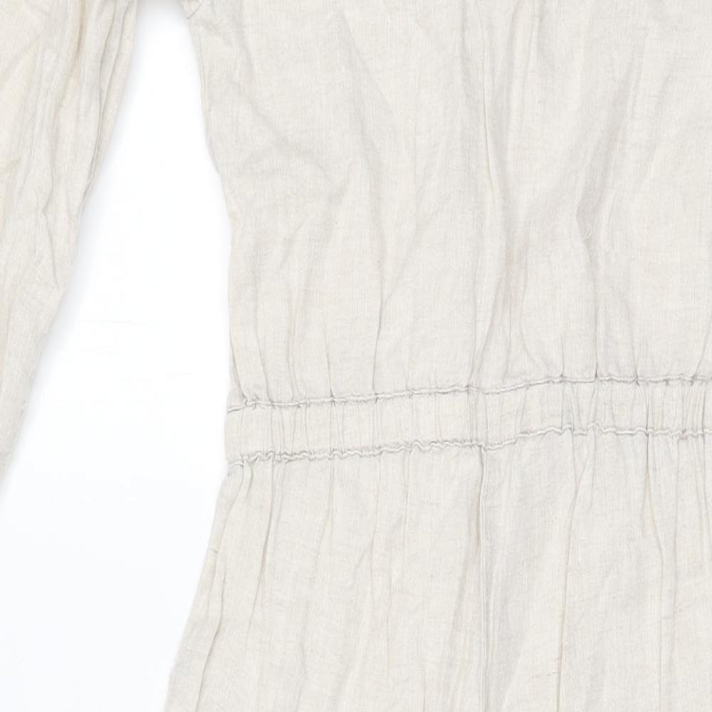 Zara Girls Beige Linen Jumpsuit One-Piece Size 11-12 Years L23 in Button