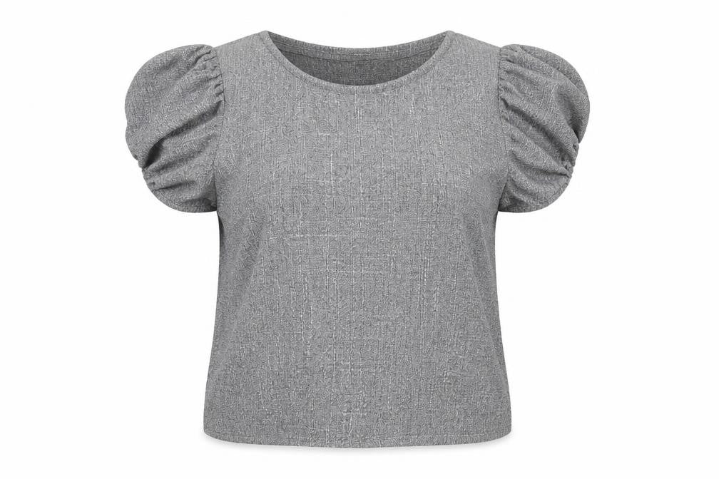 Front view of ASOS women’s grey viscose basic t-shirt, size UK 18, off the shoulder