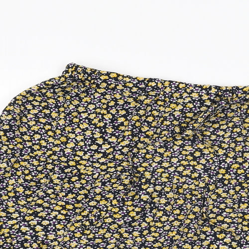 Pieces Womens Blue Floral Polyester Swing Skirt Size M Drawstring
