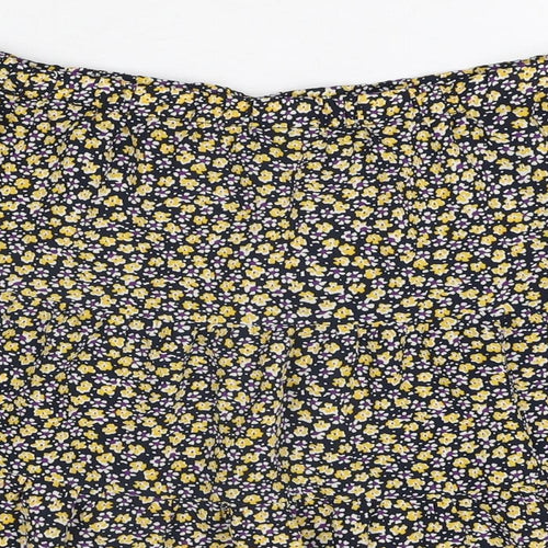 Pieces Womens Blue Floral Polyester Swing Skirt Size M Drawstring