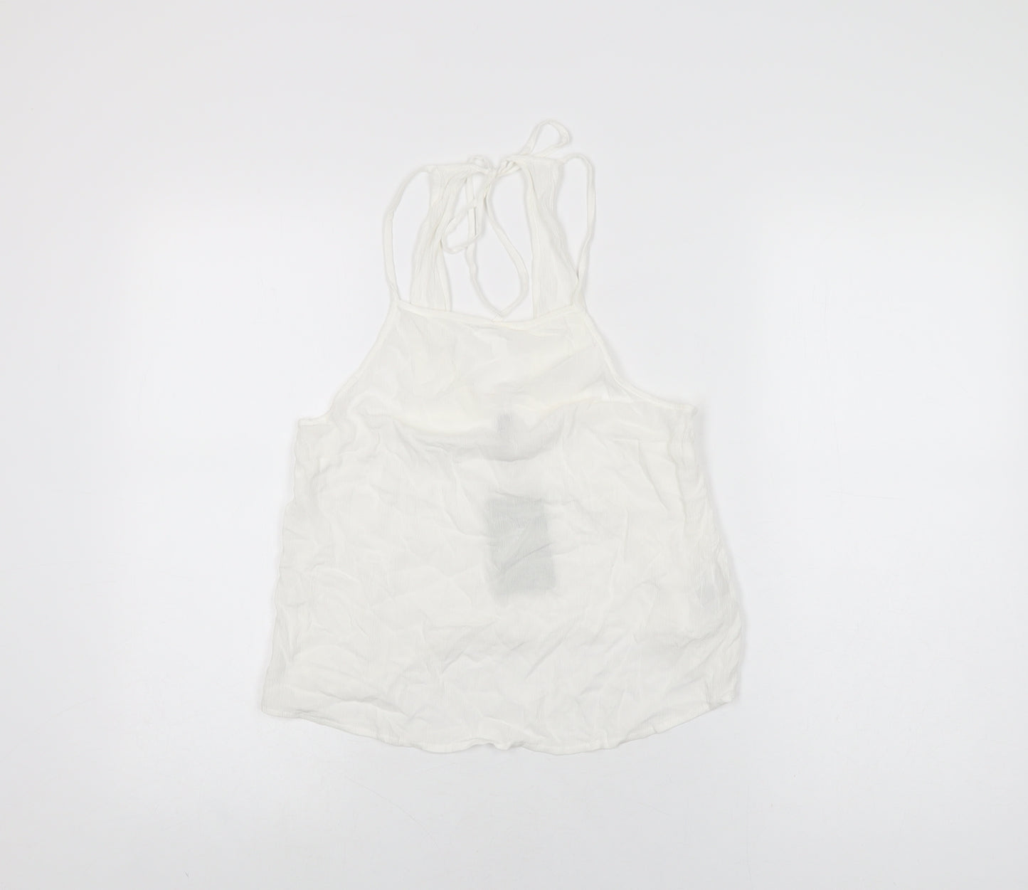 H&M Womens White Viscose Basic T-Shirt Size S Round Neck