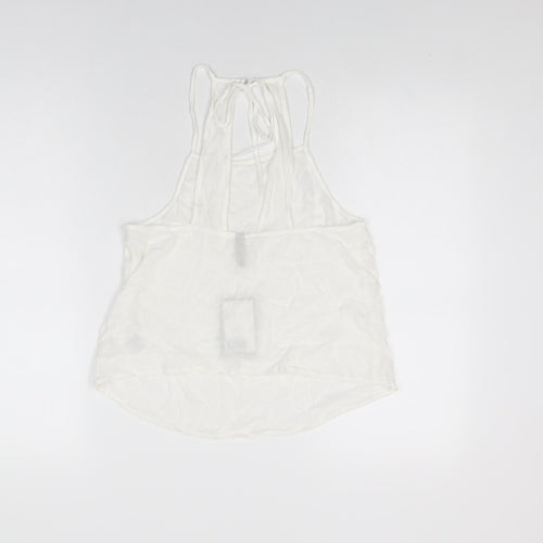 H&M Womens White Viscose Basic T-Shirt Size S Round Neck