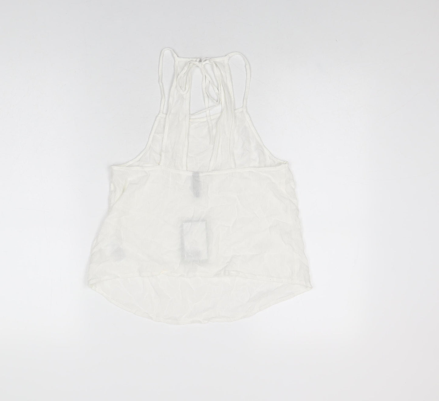 H&M Womens White Viscose Basic T-Shirt Size S Round Neck
