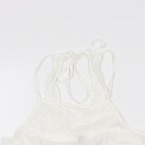H&M Womens White Viscose Basic T-Shirt Size S Round Neck