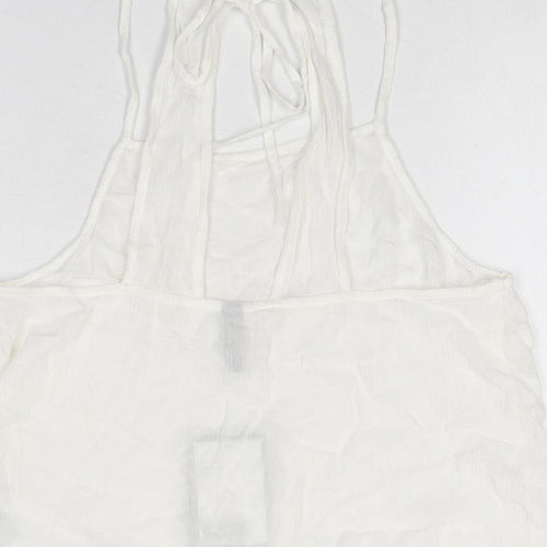H&M Womens White Viscose Basic T-Shirt Size S Round Neck