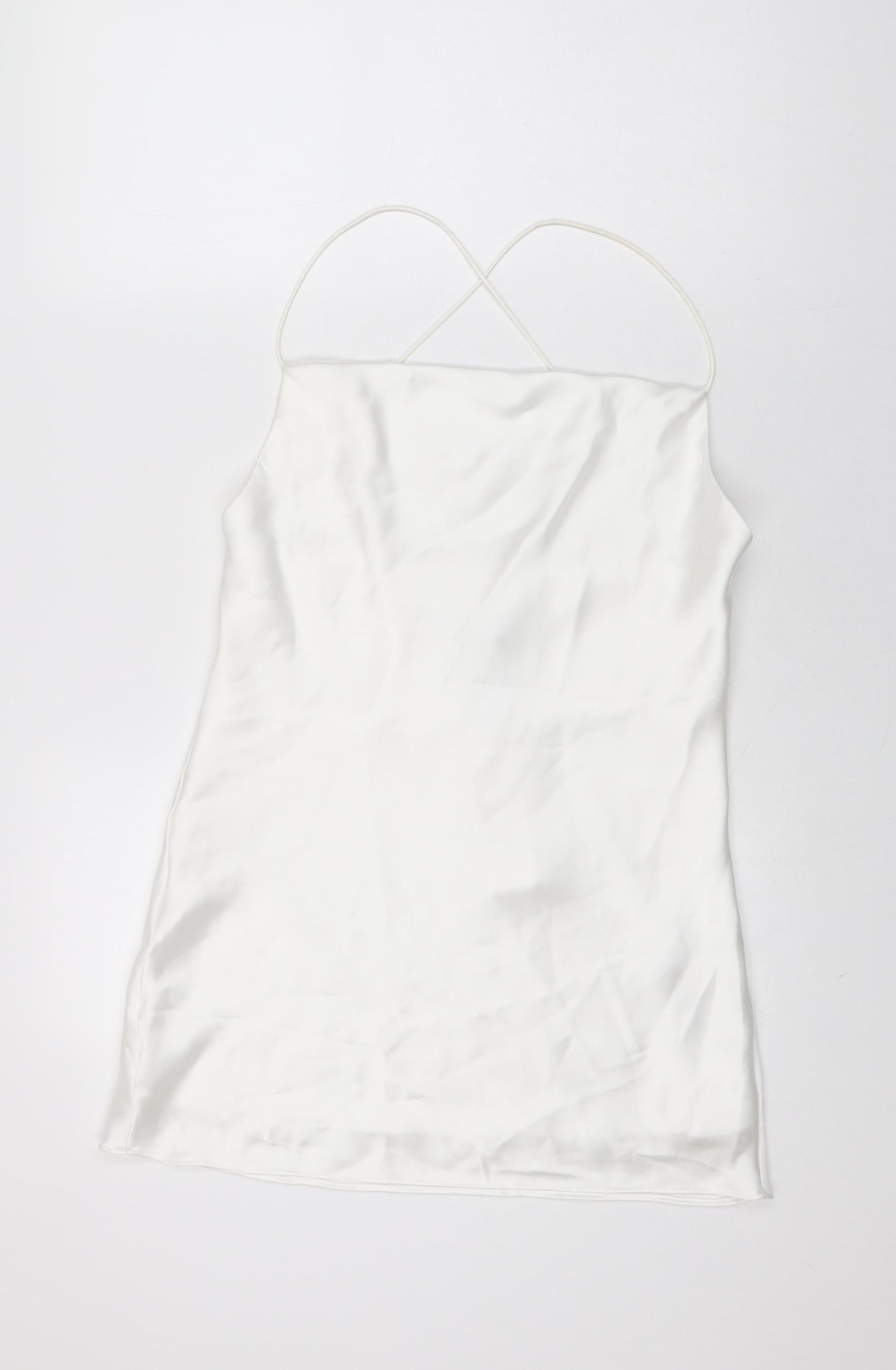 Zara Womens White Polyester Basic T-Shirt Size M Cowl Neck