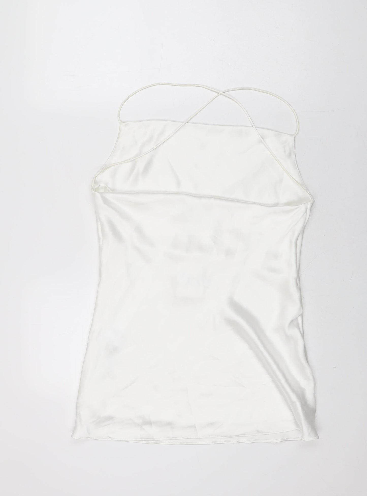 Zara Womens White Polyester Basic T-Shirt Size M Cowl Neck