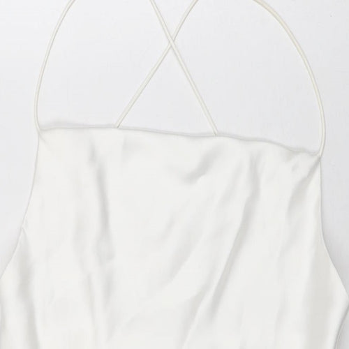 Zara Womens White Polyester Basic T-Shirt Size M Cowl Neck