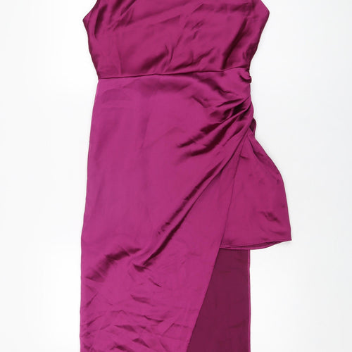Zara Womens Purple Polyester A-Line Size S Cowl Neck Zip