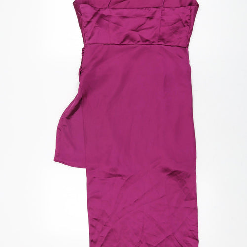 Zara Womens Purple Polyester A-Line Size S Cowl Neck Zip