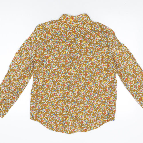 Topshop Womens Brown Floral Viscose Basic Button-Up Size 8 Collared
