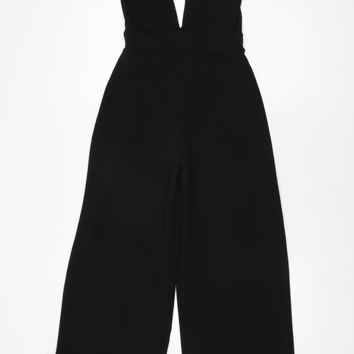 PRETTYLITTLETHING Womens Black Polyester Jumpsuit One-Piece Size 4 L35 in Pullover
