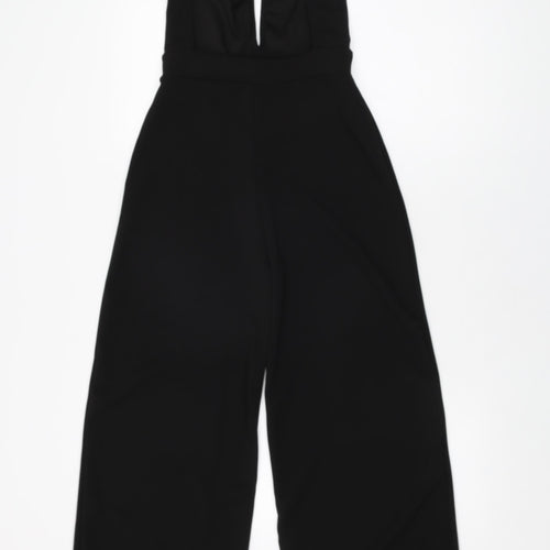 PRETTYLITTLETHING Womens Black Polyester Jumpsuit One-Piece Size 4 L35 in Pullover