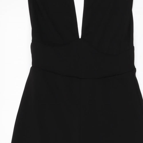 PRETTYLITTLETHING Womens Black Polyester Jumpsuit One-Piece Size 4 L35 in Pullover