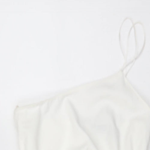Zara Womens White Polyester Mini Size S One Shoulder Zip
