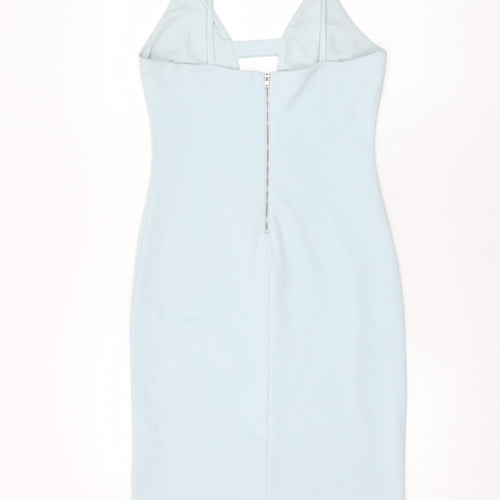 FOREVER 21 Womens Blue Polyester Bodycon Size M V-Neck Zip