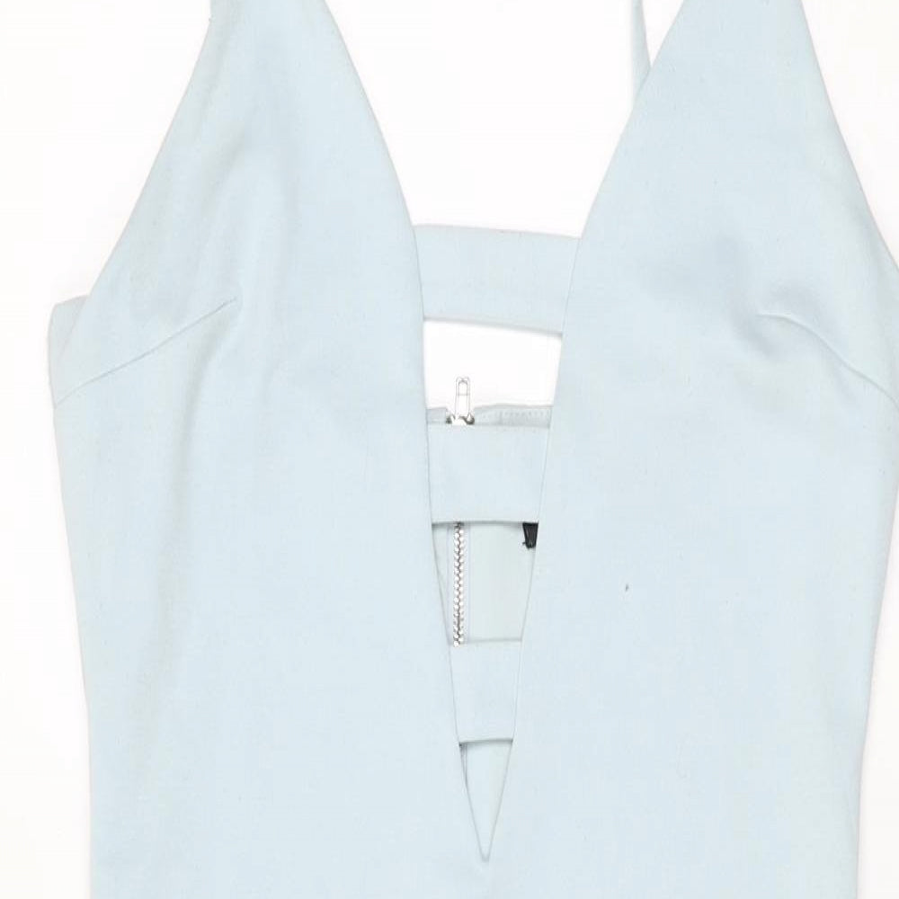FOREVER 21 Womens Blue Polyester Bodycon Size M V-Neck Zip