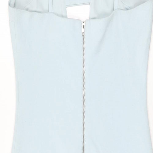 FOREVER 21 Womens Blue Polyester Bodycon Size M V-Neck Zip