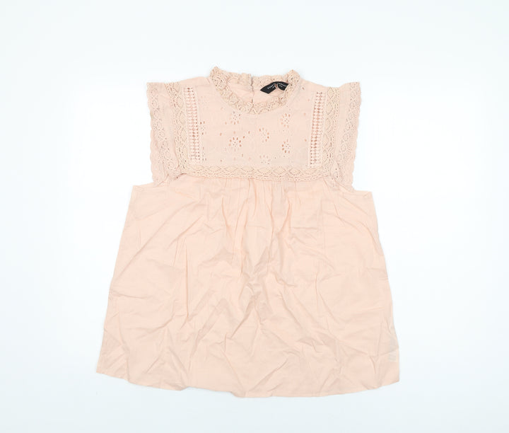 Dorothy Perkins Womens Pink Floral Cotton Basic T-Shirt Size 10 Round Neck