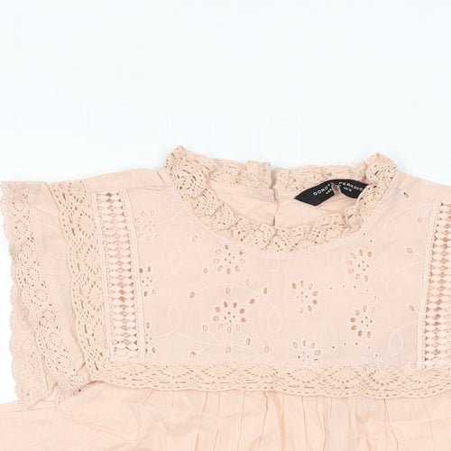 Dorothy Perkins Womens Pink Floral Cotton Basic T-Shirt Size 10 Round Neck