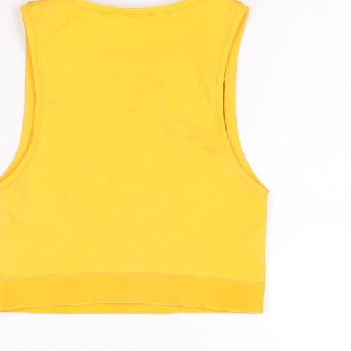 Zara Womens Orange Cotton Cropped T-Shirt Size S Round Neck