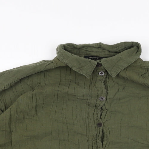 Urban Outfitters Womens Green Cotton Basic Button-Up Size S Collared
