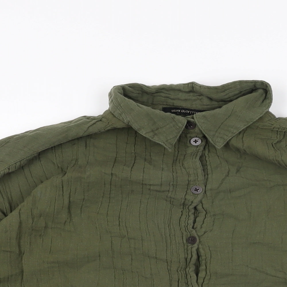 Urban Outfitters Womens Green Cotton Basic Button-Up Size S Collared