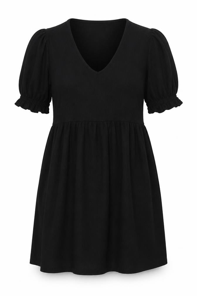 Front view of New Look women’s black polyester shift, size UK 10, v-neck pullover