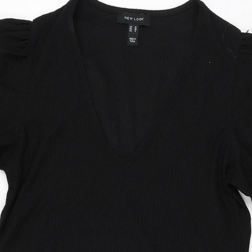 New Look Womens Black Polyester Shift Size 10 V-Neck Pullover