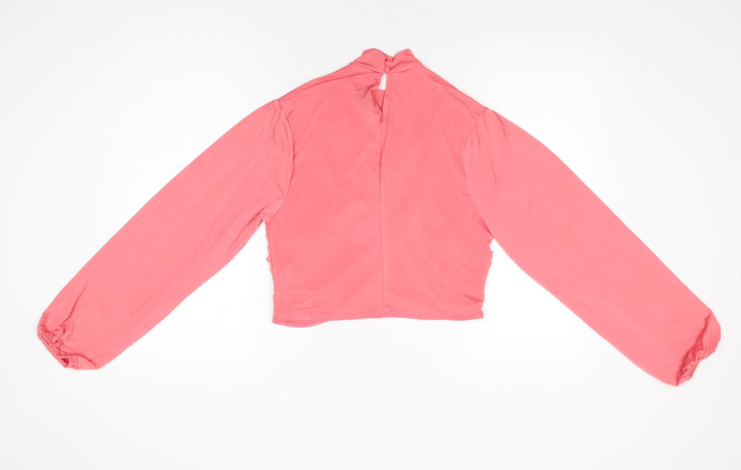 Flounce Womens Pink Polyester Cropped T-Shirt Size 10 High Neck