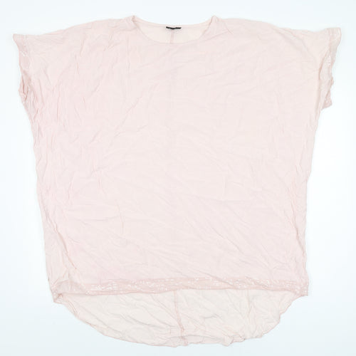 Izabel London Womens Pink Polyester Basic T-Shirt Size 18 Round Neck