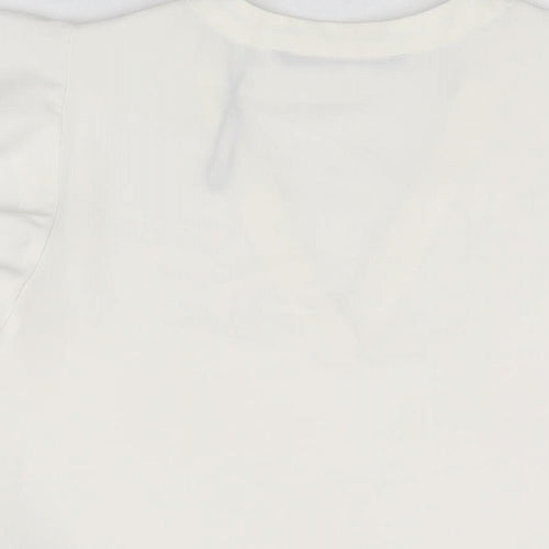 Zara Womens White Polyester Basic T-Shirt Size S V-Neck