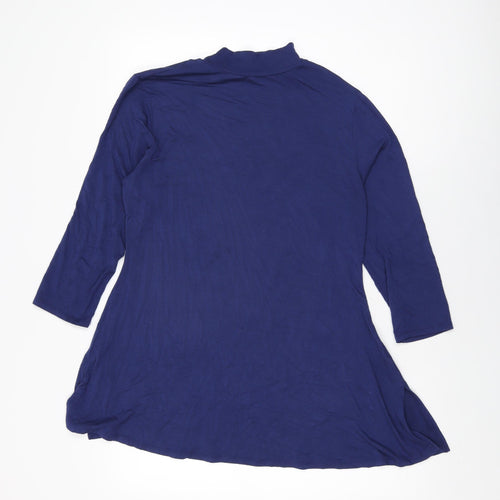 H by Halston Womens Blue Modal Basic T-Shirt Size M High Neck