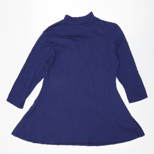 H by Halston Womens Blue Modal Basic T-Shirt Size M High Neck