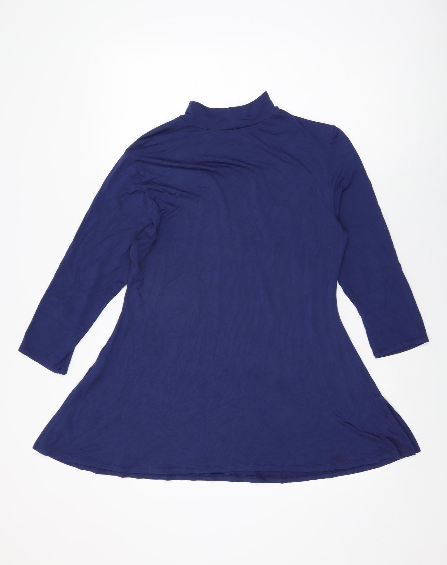 H by Halston Womens Blue Modal Basic T-Shirt Size M High Neck