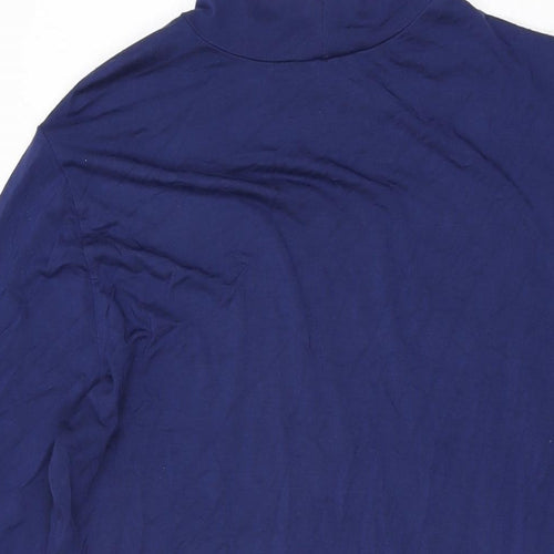H by Halston Womens Blue Modal Basic T-Shirt Size M High Neck