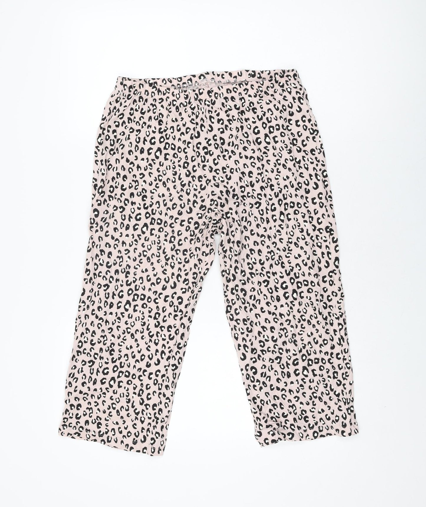 Marks and Spencer Womens Pink Animal Print Cotton Top Pyjama Pants Size M