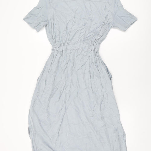 Honey& KOKO Womens Blue Cotton Shirt Dress Size S Collared Button